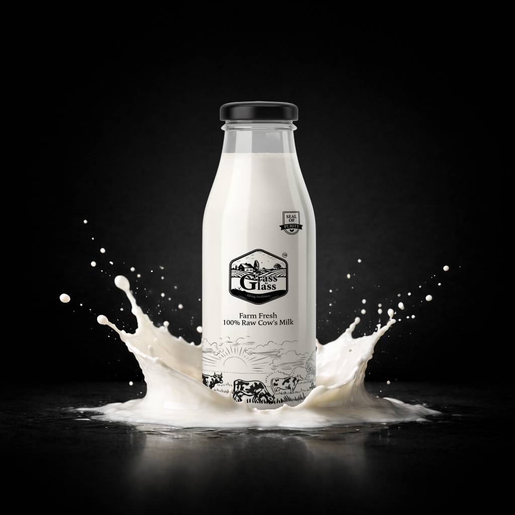 Grass to Glass milk in glass bottle