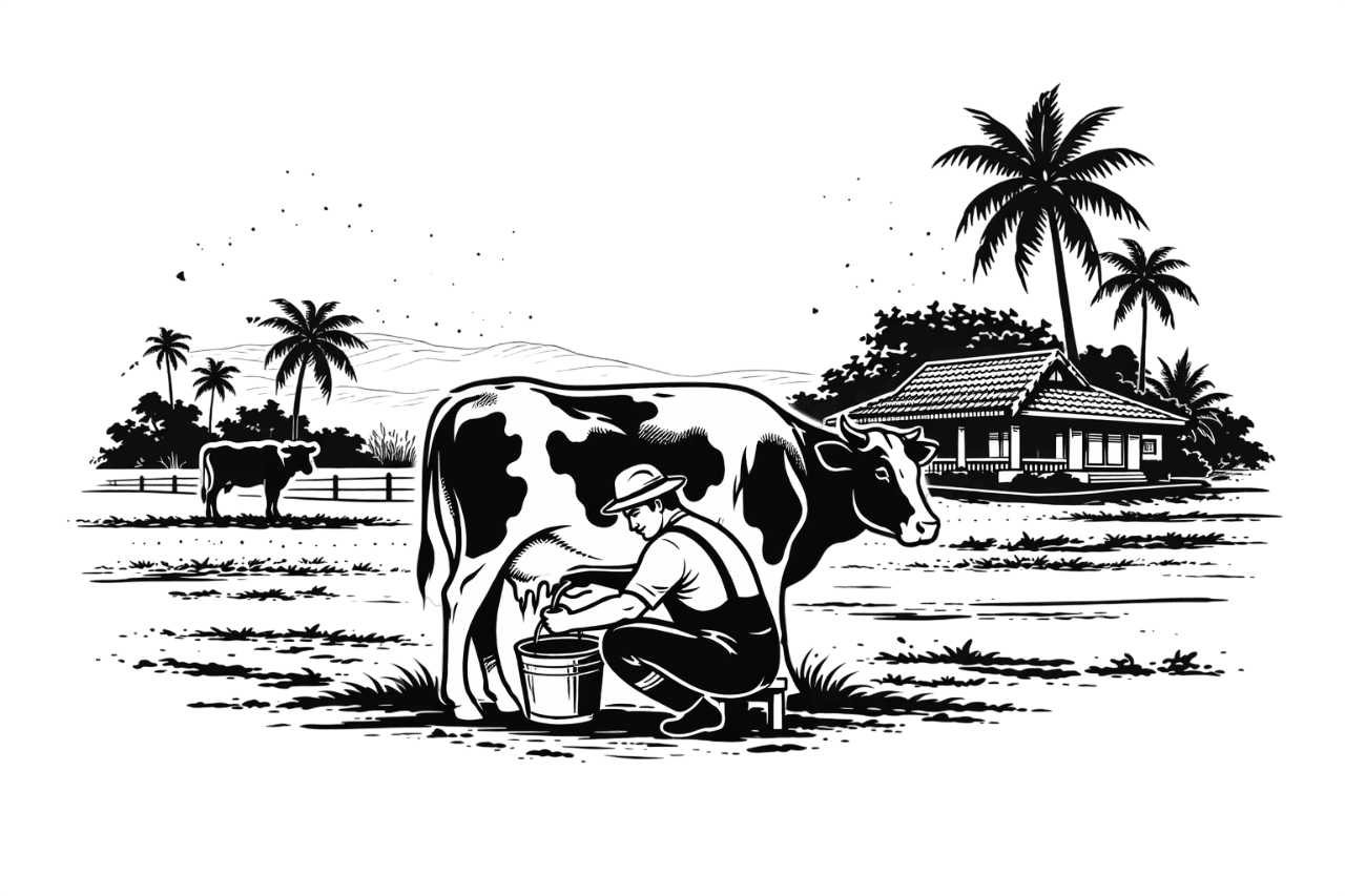 Fresh milk from local farms in Kerala